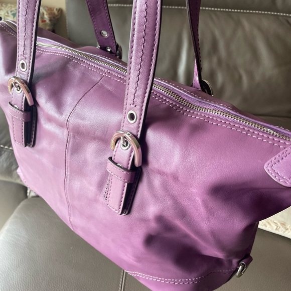 Coach Purple Leather Satchel - Picture 3 of 5